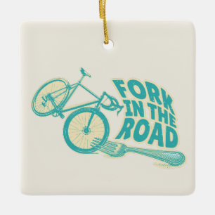 Fork in the road Funny bicycle Ceramic Ornament