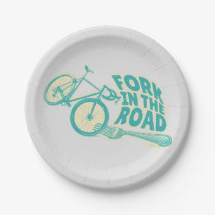 Fork in the road Funny bicycle Paper Plate