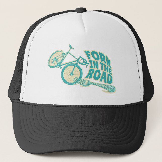 Fork in the road Funny bicycle Trucker Hat (Front)
