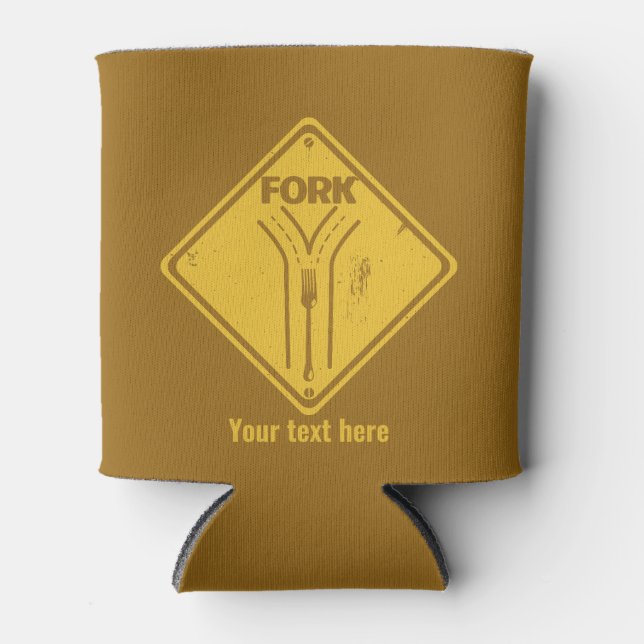 Fork in the road funny traffic sign can cooler (Front)