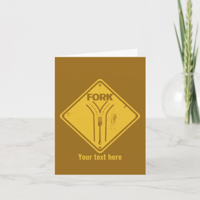Fork in the road funny traffic sign card (Front)