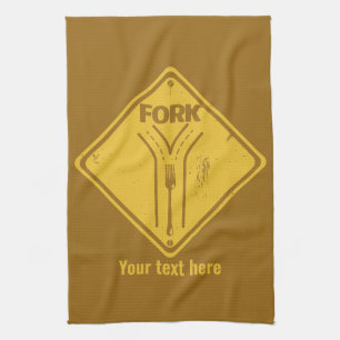 Fork in the road funny traffic sign kitchen towel