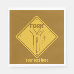 Fork in the road funny traffic sign napkin