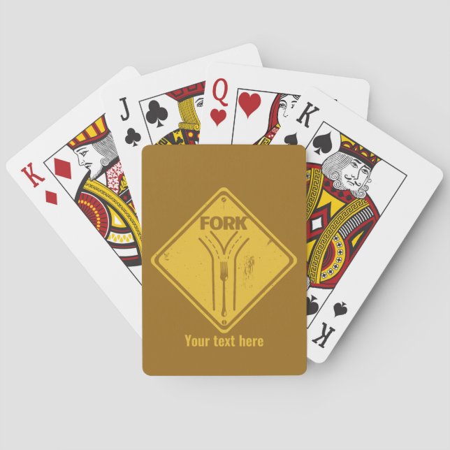 Fork in the road funny traffic sign playing cards (Back)