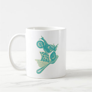 Fork in the road motorcycle crash coffee mug