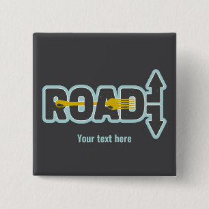 Fork in the road typographic text art 2 inch square button