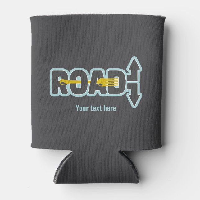 Fork in the road typographic text art can cooler (Front)