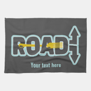 Fork in the road typographic text art kitchen towel