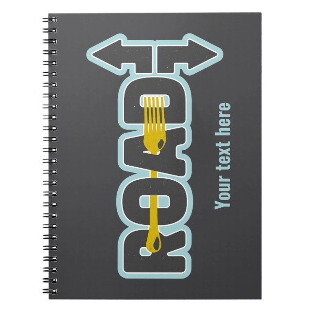Fork in the road typographic text art notebook (Front)
