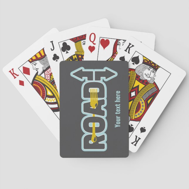 Fork in the road typographic text art playing cards (Back)