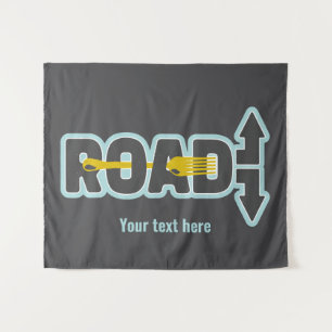Fork in the road typographic text art tapestry