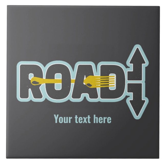 Fork in the road typographic text art tile (Front)
