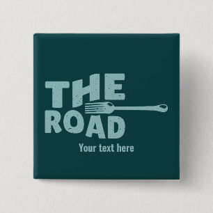 Fork in the road typography 2 inch square button