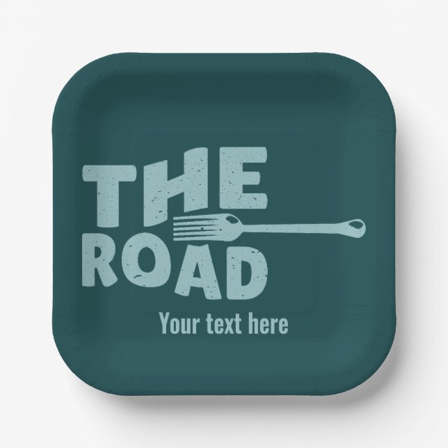 Fork in the road typography paper plate (Front)
