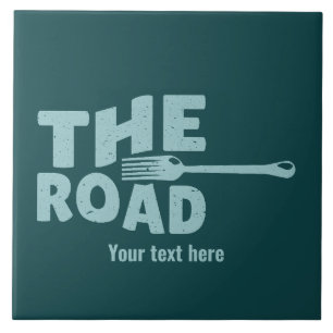 Fork in the road typography tile