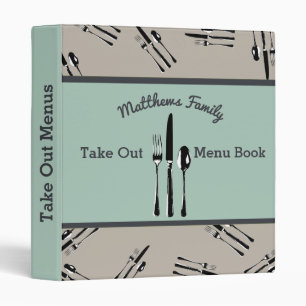 Fork, Knife and Spoon Take Out Menu Cookbook Binder