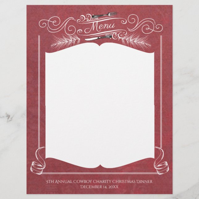 Fork knife fancy Christmas holiday menu letterhead (Front)