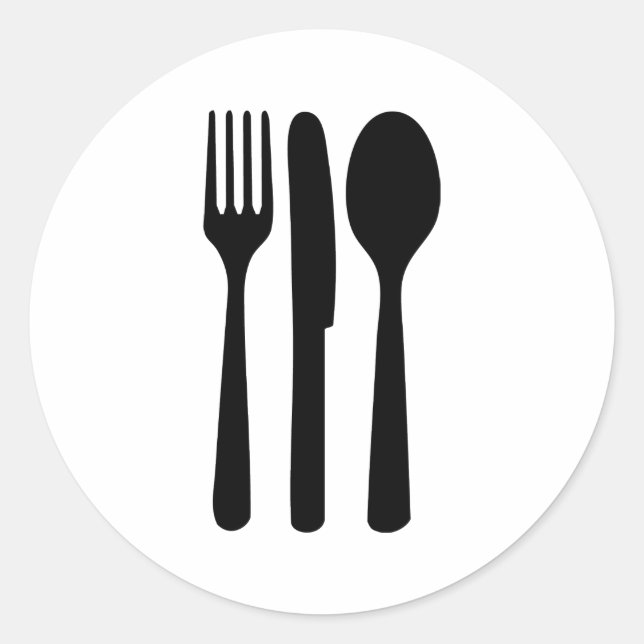 fork knife spoon icon classic round sticker (Front)