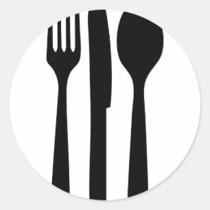 fork knife spoon icon classic round sticker