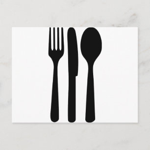fork knife spoon icon postcard