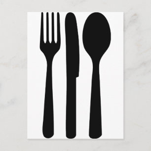 fork knife spoon icon postcard