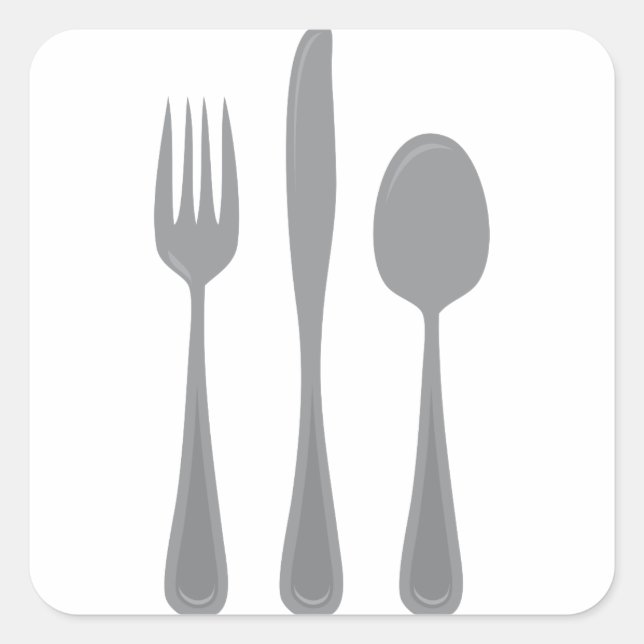 Fork Knife Spoon Square Sticker (Front)