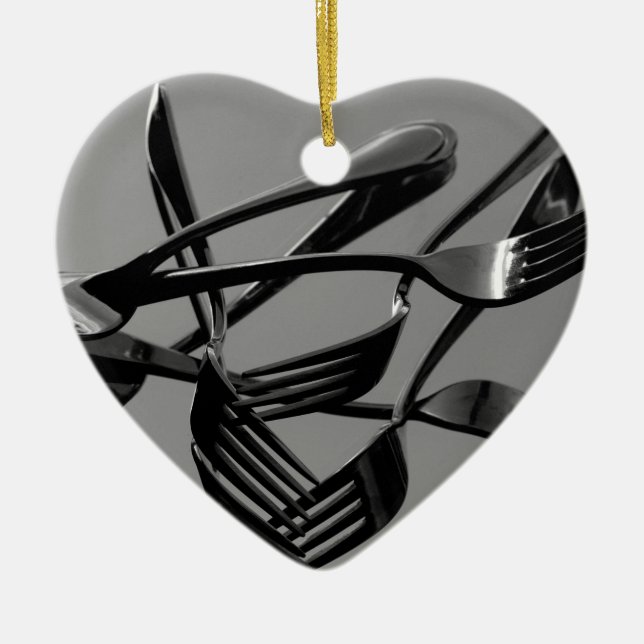 Fork Levitation Ceramic Ornament (Front)