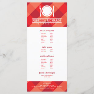 Fork, Plate, Knife Logo on Red Gingham Menu Flyer