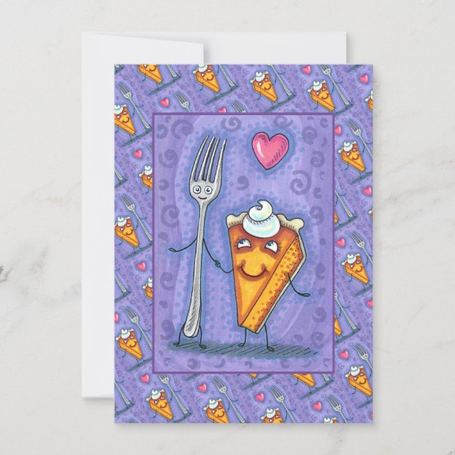 FORK & PUMPKIN PIE, MADE FOR EACH OTHER, ROMANCE CARD (Front)