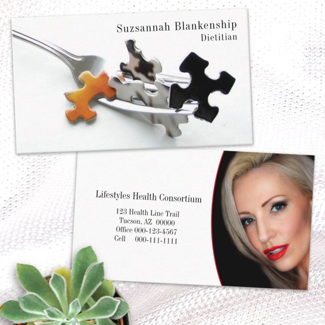 Fork Puzzle Pieces Custom Photo Heath Professional Business Card (Creator Uploaded)