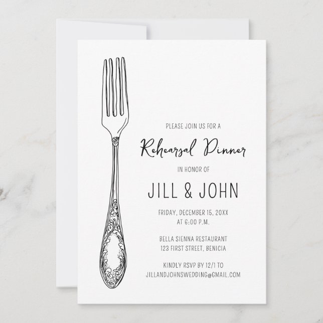 Fork Rehearsal Dinner Invitation (Front)