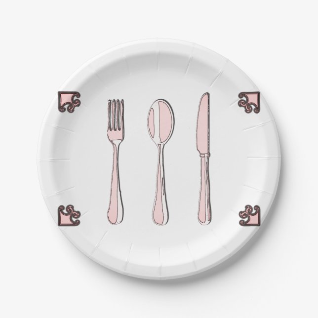 Fork, Spoon, and Knife Paper Plate (Front)
