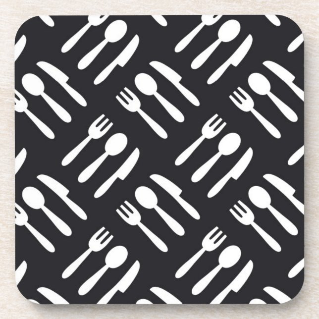 Fork spoon knife pattern coaster (Front)