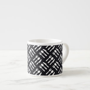 Fork spoon knife pattern espresso cup