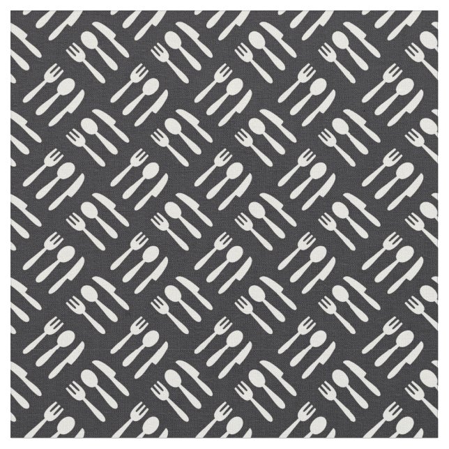 Fork spoon knife pattern fabric (Close Up)