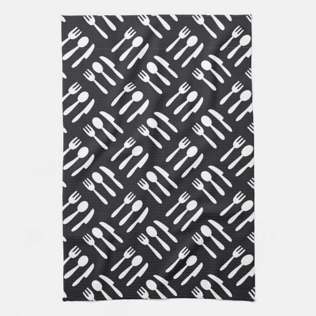 Fork spoon knife pattern kitchen towel (Vertical)