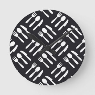Fork spoon knife pattern round clock
