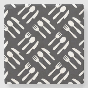 Fork spoon knife pattern stone coaster