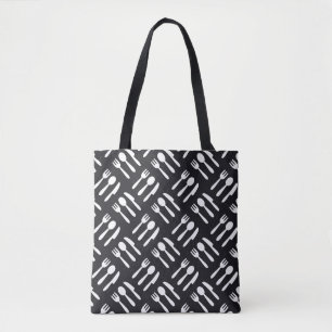 Fork spoon knife pattern tote bag