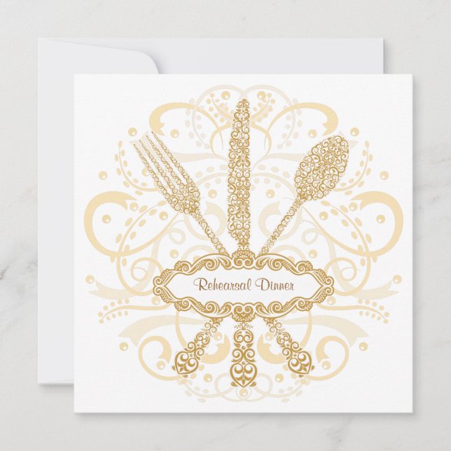 Fork Spoon Knife Rehearsal Dinner Invitation (Front)