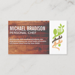 Fork Spoon Logo   Wood  Business Card