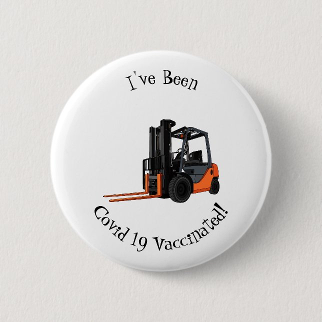 Forklift cartoon illustration 2 inch round button (Front)