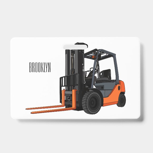 Forklift cartoon illustration badge (Front)