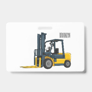 Forklift cartoon illustration badge