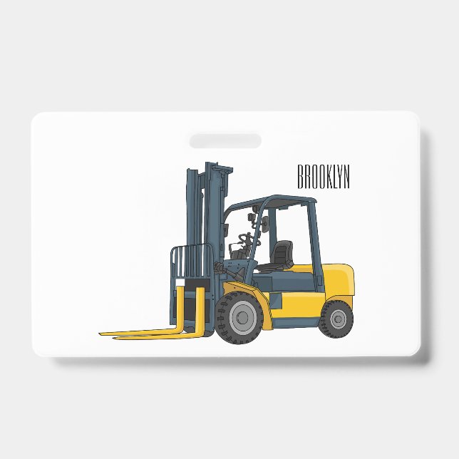 Forklift cartoon illustration badge (Front)