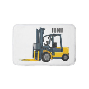 Forklift cartoon illustration bath mat