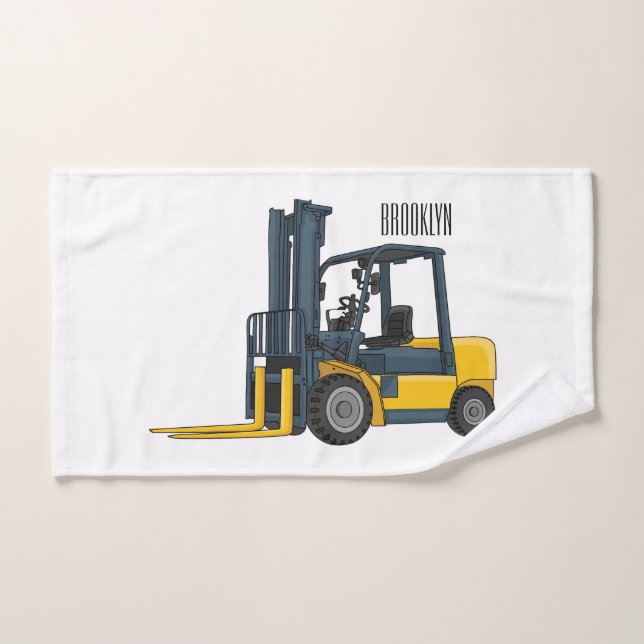 Forklift cartoon illustration bath towel set (Hand Towel)