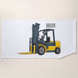 Forklift cartoon illustration beach towel