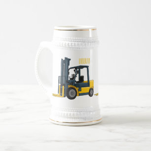 Forklift cartoon illustration beer stein