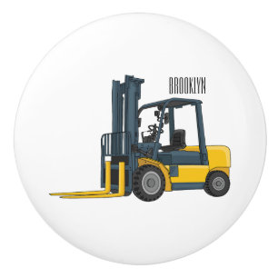 Forklift cartoon illustration ceramic knob